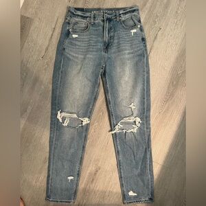 AE Distressed Blue Mom Jeans